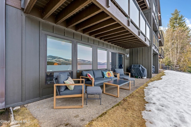 view of patio featuring an outdoor hangout area and grilling area