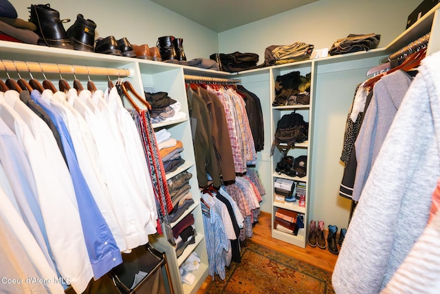 spacious closet with wood finished floors