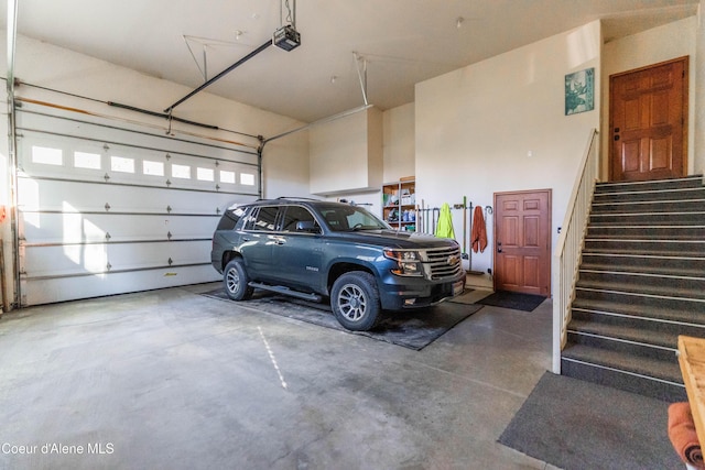 garage with a garage door opener