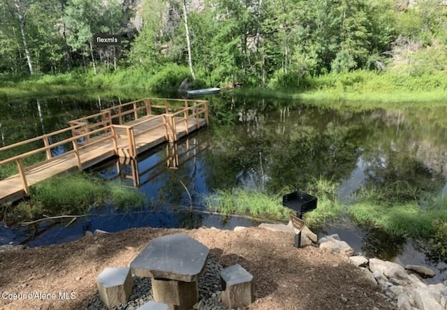 view of dock featuring a water view