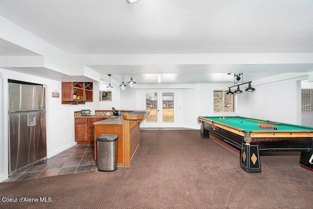 32722 N 10th Ave, Spirit Lake, ID 83869 - rec room with baseboards, dark carpet, pool table, and bar area