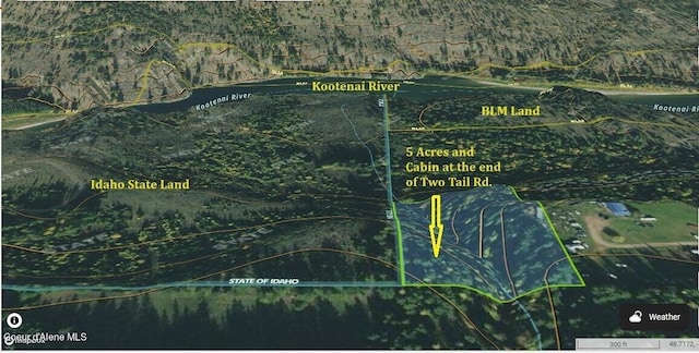 1942 Two Tail Rd, Bonners Ferry, ID 83805 - map / location with property boundaries highlighted