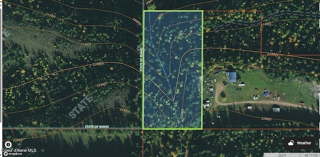 1942 Two Tail Rd, Bonners Ferry, ID 83805 - map / location with property parcel outlined