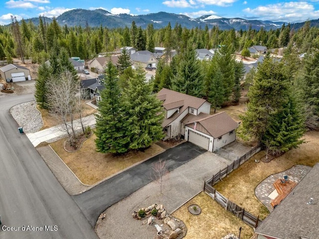 bird's eye view featuring a mountain view