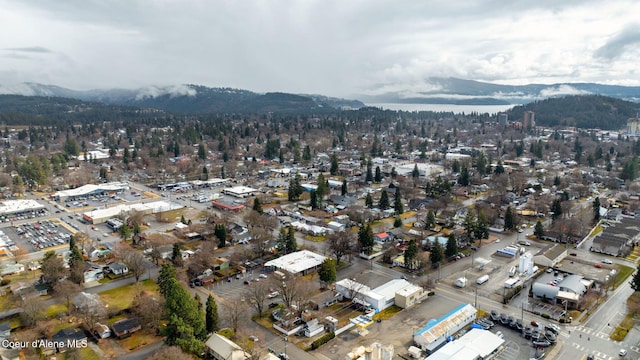 bird's eye view with a mountain view