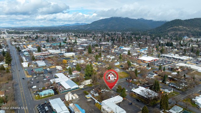 bird's eye view with a mountain view