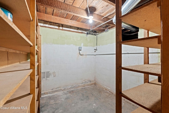 view of unfinished basement