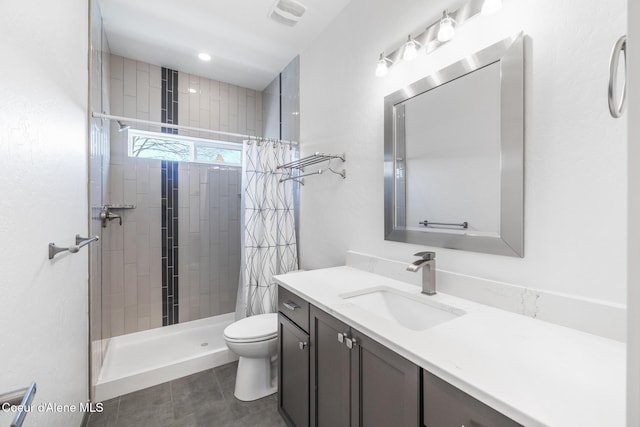 1006 E Garden Ave, Coeur Dalene, ID 83814 - bathroom with tile patterned floors, a stall shower, vanity, toilet, and visible vents
