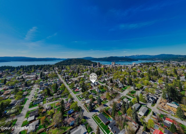 1006 E Garden Ave, Coeur Dalene, ID 83814 - bird's eye view featuring a water and mountain view and a residential view