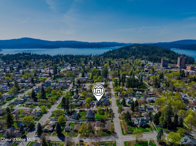1006 E Garden Ave, Coeur Dalene, ID 83814 - birds eye view of property featuring a forest view and a water and mountain view
