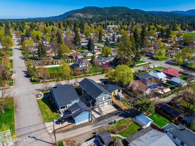 1006 E Garden Ave, Coeur Dalene, ID 83814 - aerial view featuring a residential view, a forest view, and a mountain view