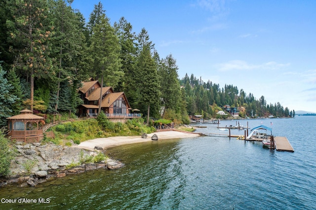 190 W Eagle Crest Dr, Coeur Dalene, ID 83814 - water view featuring a gazebo and a floating dock