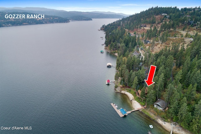 190 W Eagle Crest Dr, Coeur Dalene, ID 83814 - bird's eye view with a wooded view and a water and mountain view