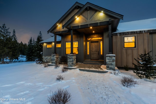 view of front of house featuring board and batten siding