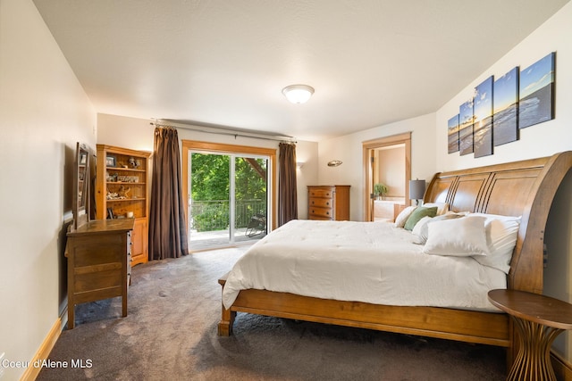 4459 E Ogara Rd, Harrison, ID 83833 - bedroom featuring baseboards, access to exterior, and carpet