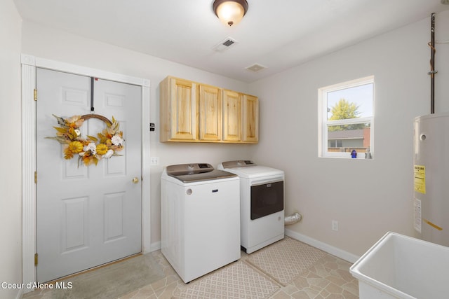 5904 N 15th St, Dalton Gardens, ID 83815 - washroom featuring cabinet space, separate washer and dryer, water heater, and baseboards