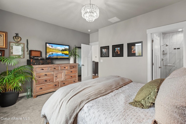 5441 W Gumwood Cir, Post Falls, ID 83854 - bedroom with carpet and an inviting chandelier