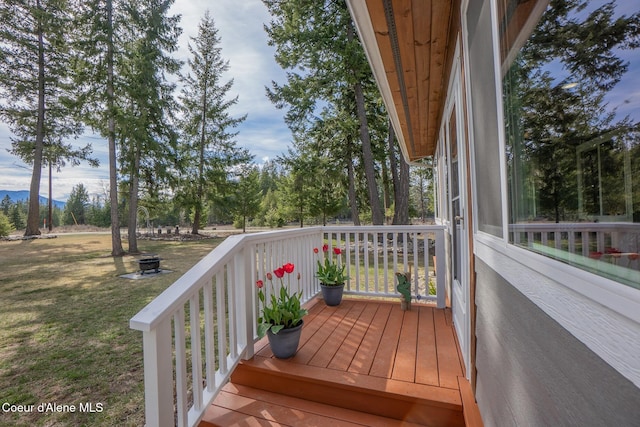 deck with a yard