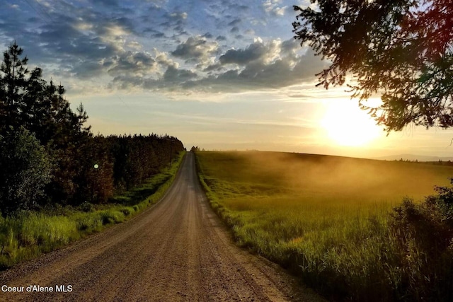 3467 E Sunset Dr, Harrison, ID 83833 - view of dirt / gravel road featuring a view of countryside