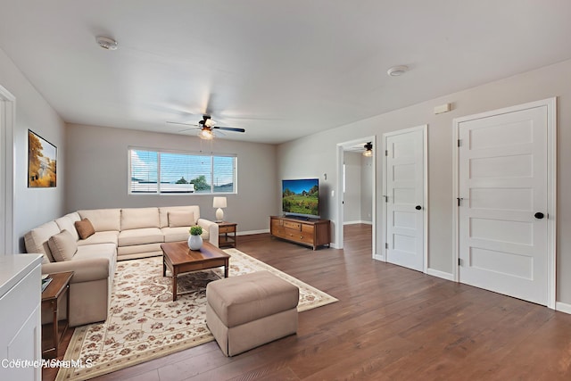 1313 N Division Ave Unit B, Sandpoint, ID 83864 - living room with ceiling fan and hardwood / wood-style floors