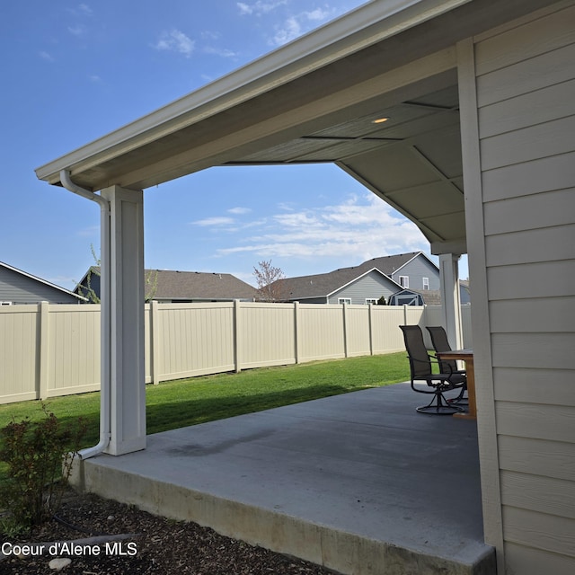 view of patio with a fenced backyard