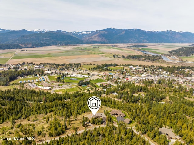 drone / aerial view with a mountain view