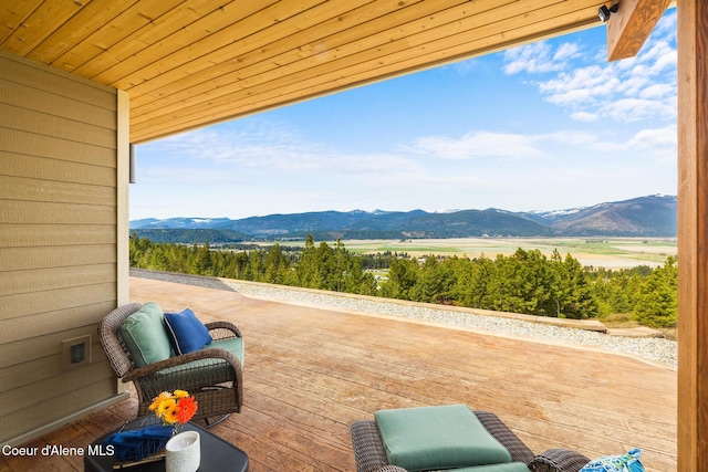 view of patio with a mountain view