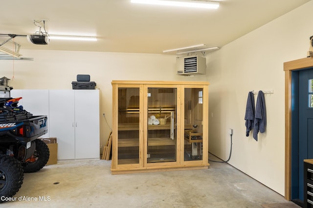 garage with a garage door opener