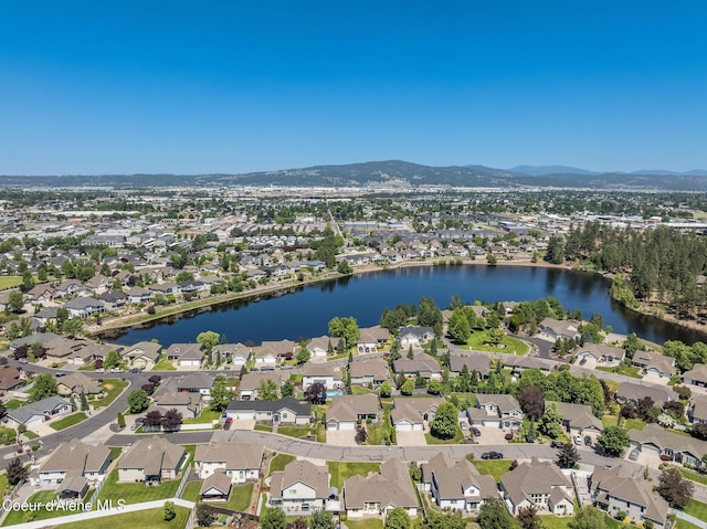 16221 E 9th Ln, Spokane Valley, WA 99037 - aerial overview of property's location featuring nearby suburban area and a water and mountain view