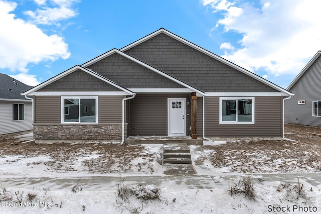 view of front of property featuring stone siding