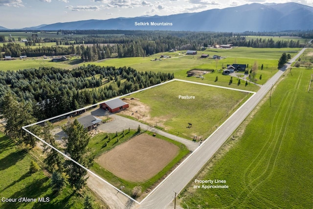 488 Fawn Ln, Bonners Ferry, ID 83805 - birds eye view of property with a rural view and a mountain view