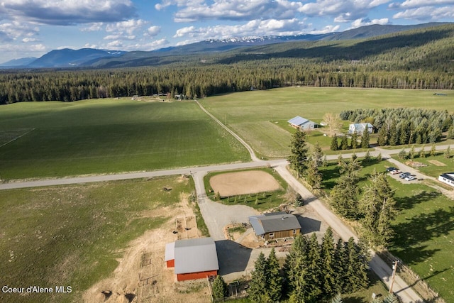 488 Fawn Ln, Bonners Ferry, ID 83805 - aerial view featuring a mountain view and a view of trees