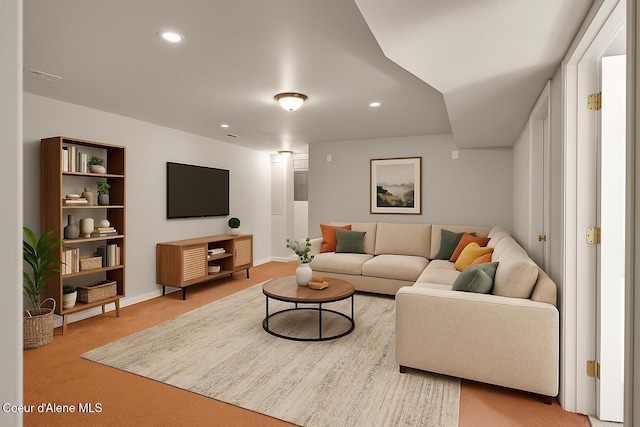 12854 E Hellroaring Rd, Athol, ID 83801 - carpeted living room with recessed lighting and baseboards