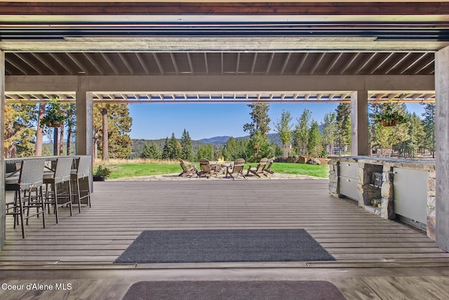 2623 E Old Barn Ct, Harrison, ID 83833 - deck featuring outdoor dry bar and a mountain view