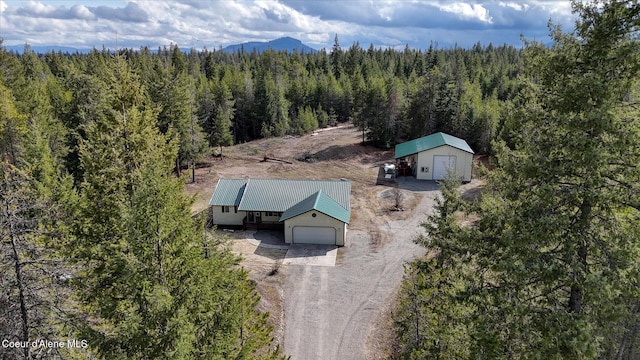 bird's eye view featuring a forest view