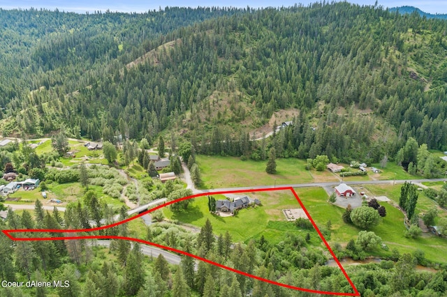 1990 S Gateway Ranch Rd, Coeur Dalene, ID 83814 - birds eye view of property with a forest view