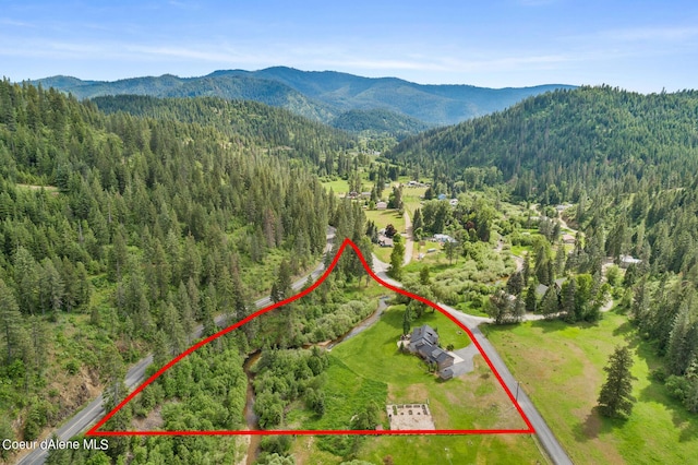1990 S Gateway Ranch Rd, Coeur Dalene, ID 83814 - drone / aerial view with a mountain view and a forest view