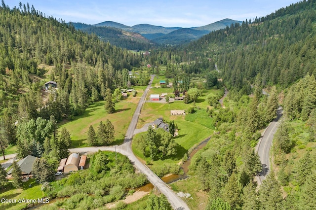 1990 S Gateway Ranch Rd, Coeur Dalene, ID 83814 - aerial view featuring a mountain view and a forest view