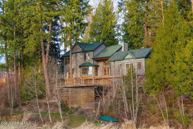 view of front of property with a chimney
