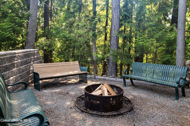 exterior space featuring a fire pit