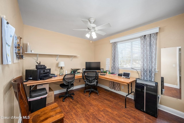 2790 W Versailles Dr, Coeur Dalene, ID 83815 - office space featuring baseboards, visible vents, ceiling fan, and wood finished floors
