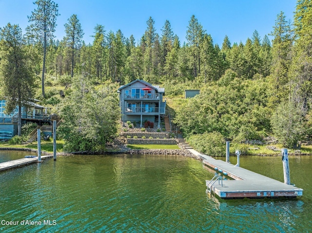 1967 W Cottonwood Rd, Worley, ID 83876 - dock area with a view of trees, stairs, and a water view