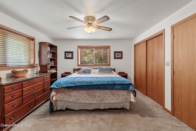 bedroom featuring carpet floors and ceiling fan