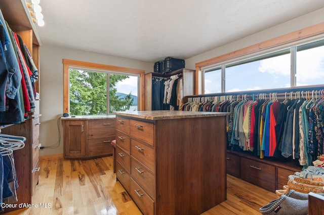 spacious closet with light wood finished floors