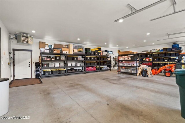 garage featuring recessed lighting