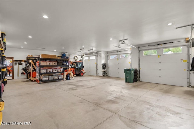 garage featuring recessed lighting