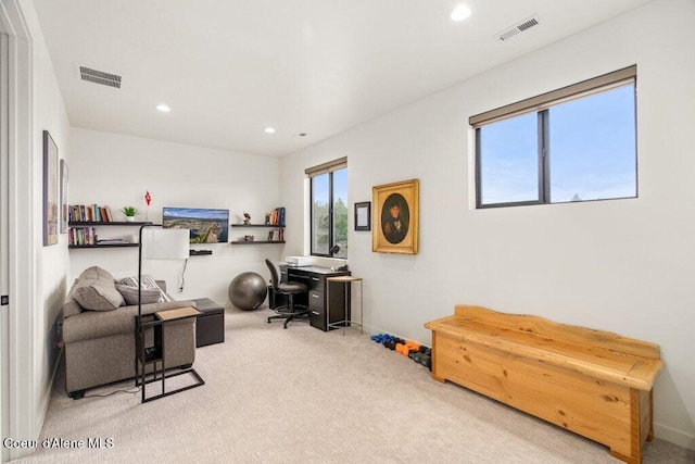 3242 N Rosalia Rd, Coeur Dalene, ID 83814 - carpeted home office with visible vents, baseboards, and recessed lighting