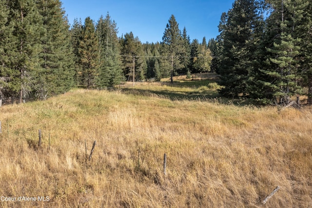 view of landscape featuring a wooded view