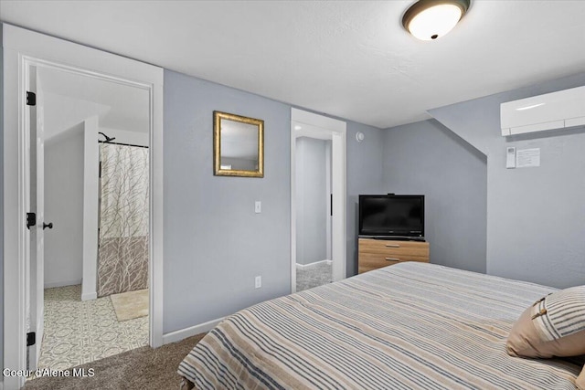 804 Residence St, Wallace, ID 83873 - bedroom featuring carpet floors, baseboards, and a wall mounted air conditioner