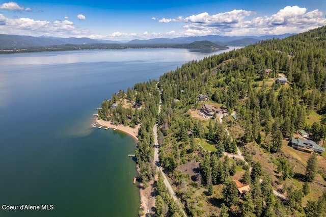 154 W Eagle Crest Dr, Sagle, ID 83860 - drone / aerial view of a water and mountain view and a heavily wooded area